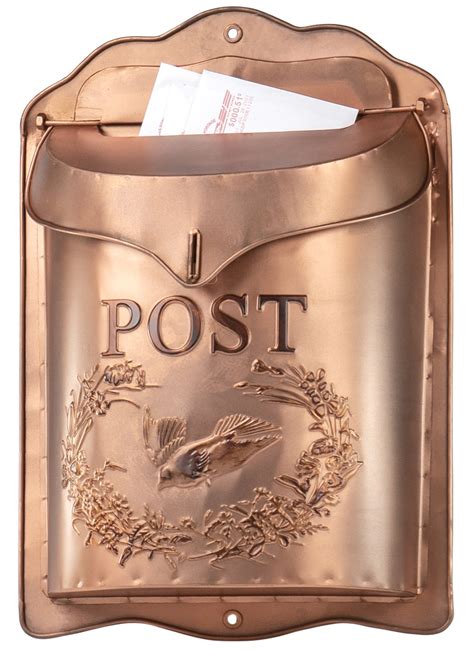 rounded embossed metal post box|Red Co. Vintage Post Embossed Wall Mounted .